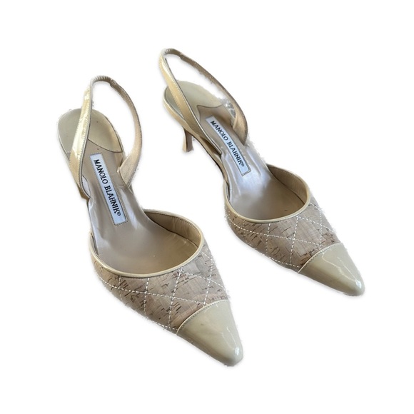 Manolo Blahnik | Shoes | Beige Manolo Blahnik Slingbacks | Poshmark